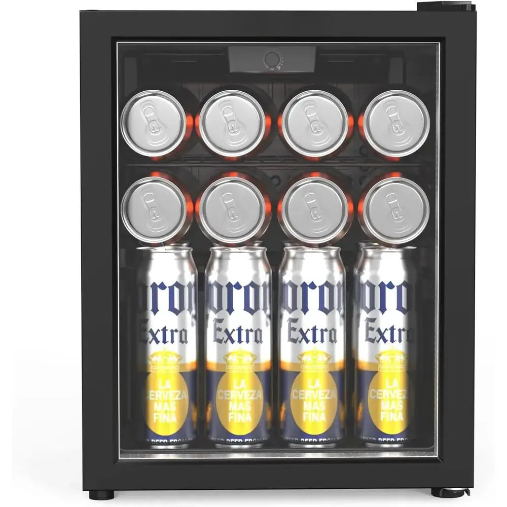 Compact 28-Can Beverage Refrigerator with Glass Door, Adjustable Shelves, Ideal for Bedrooms, Bars, Offices, 43-64°F Temperature from PriceLows™