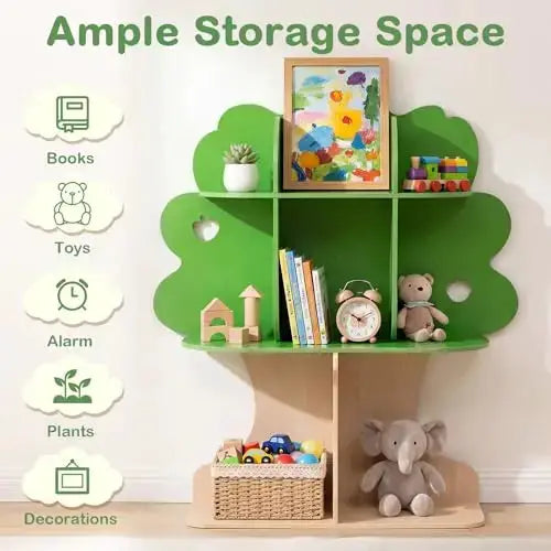 Tree-Shaped 3-Tier Bookshelf With 8 Compartments, Modern Wooden Storage Organizer For Home from PriceLows™