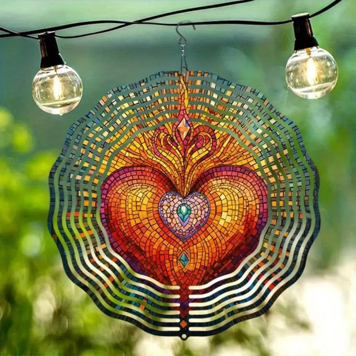 Vibrant Hummingbird Wind Chime - Floral Mandala Metal Spinner, Indoor Outdoor Decor for Yard & Balcony from PriceLows™