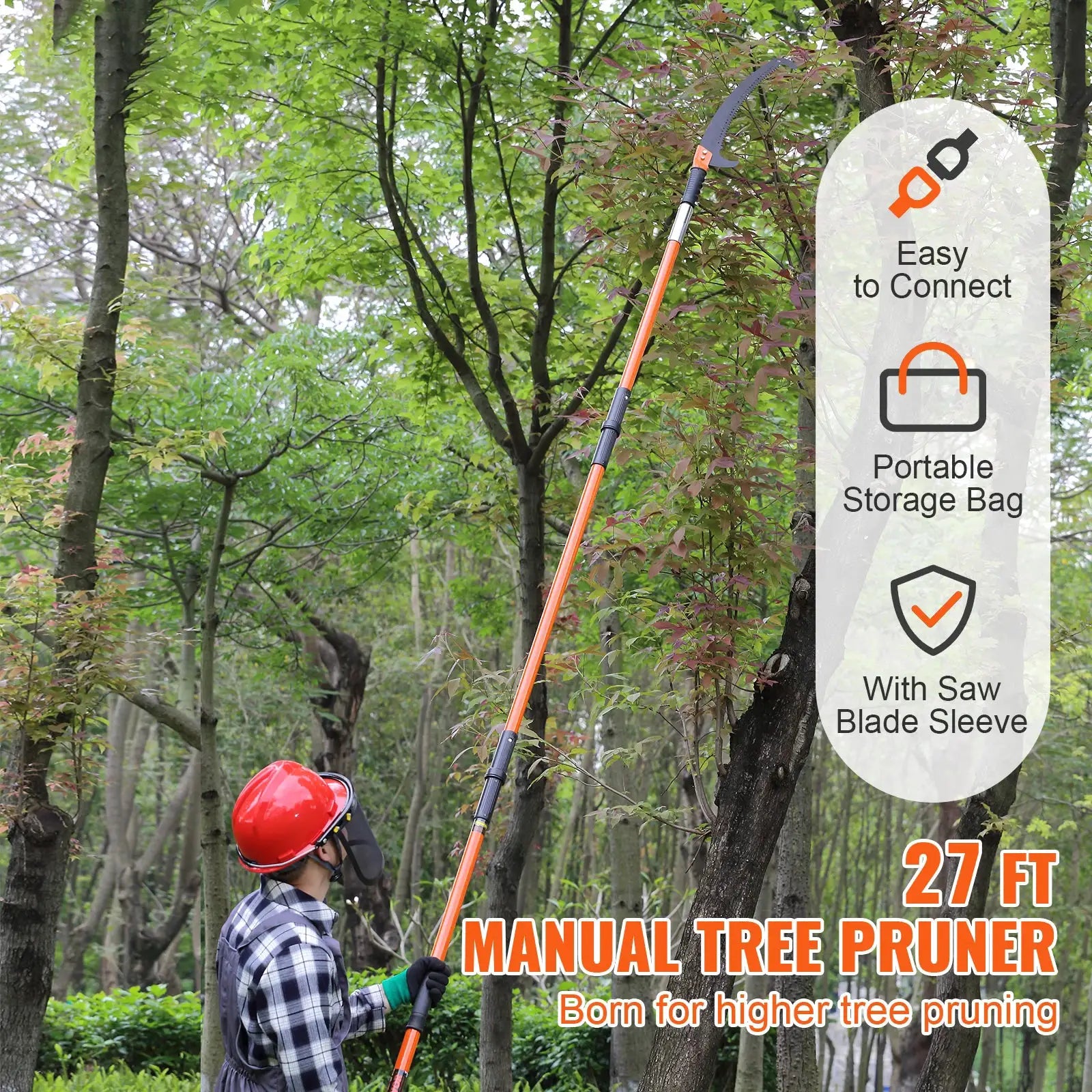 SucceBuy Manual Pole Saw Extendable Tree Pruner Sharp Steel Blade for Branches Trimming with Lightweight Aluminum Alloy Handle from PriceLows™
