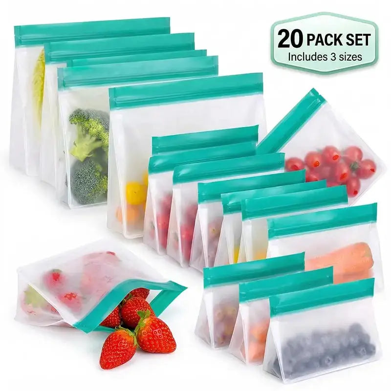 Silicone Storage Bag | Reusable | Leakproof | Freezer Safe BPA Free One Size