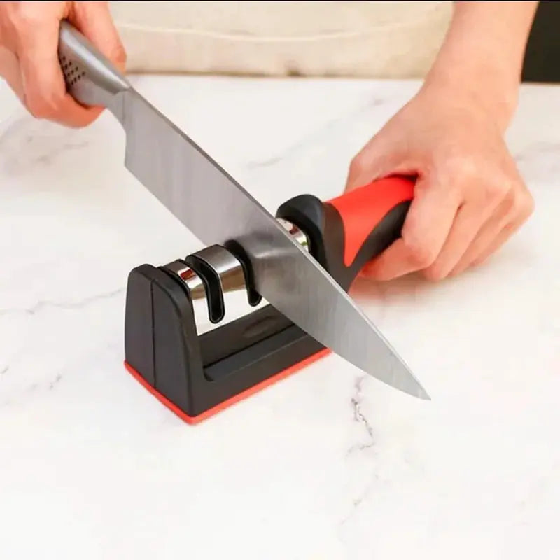 Ergonomic Handle 3 in 1 Knife Sharpener Stainless Steel Slots Sharpens Knives Scissors 19.3cm Kitchen Sharpening Tool from PriceLows™