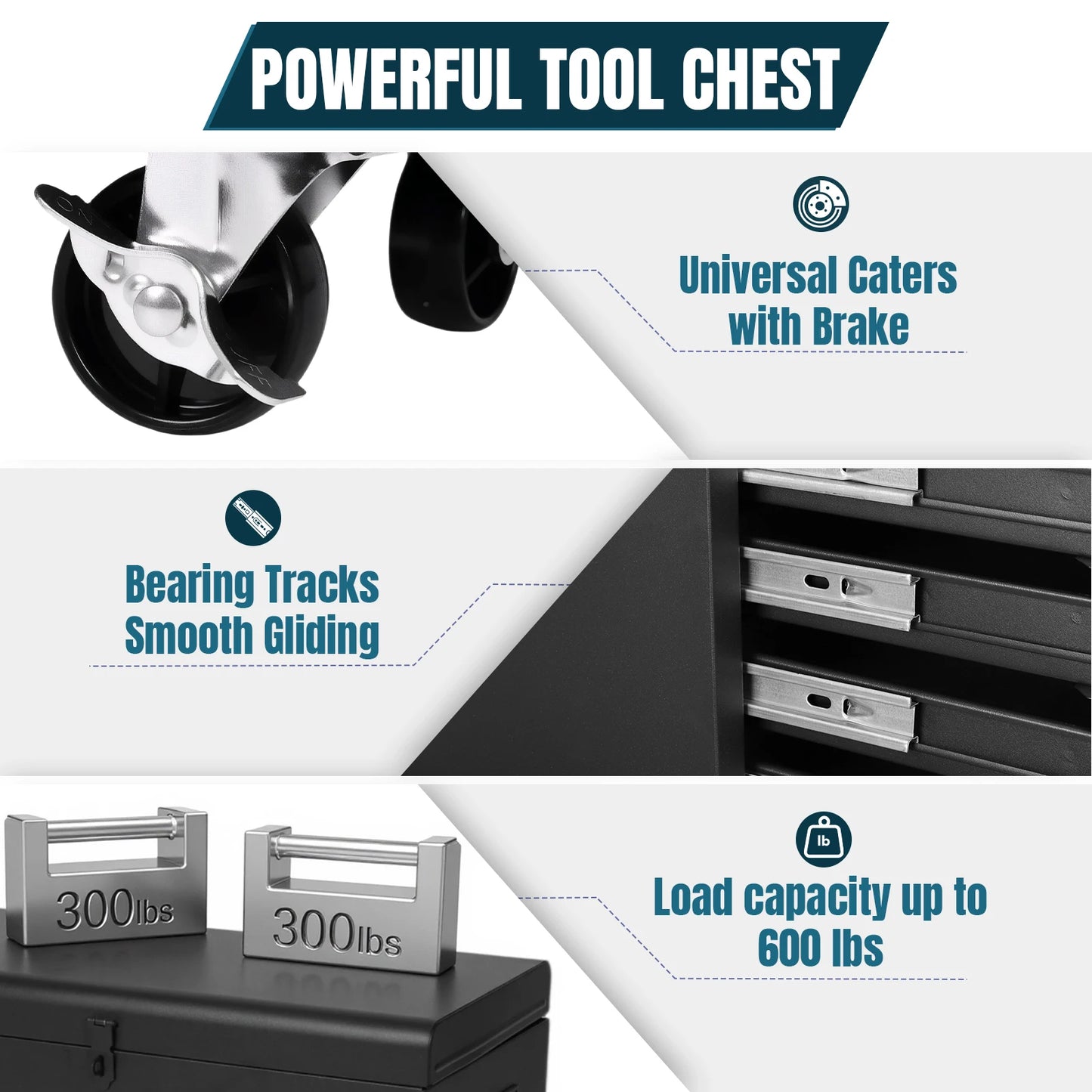 Large Detachable Toolbox with Double Door & Wheels Mechanic Tool Storage Box Large Capacity Tool Organizer Chest for Home Office from PriceLows™