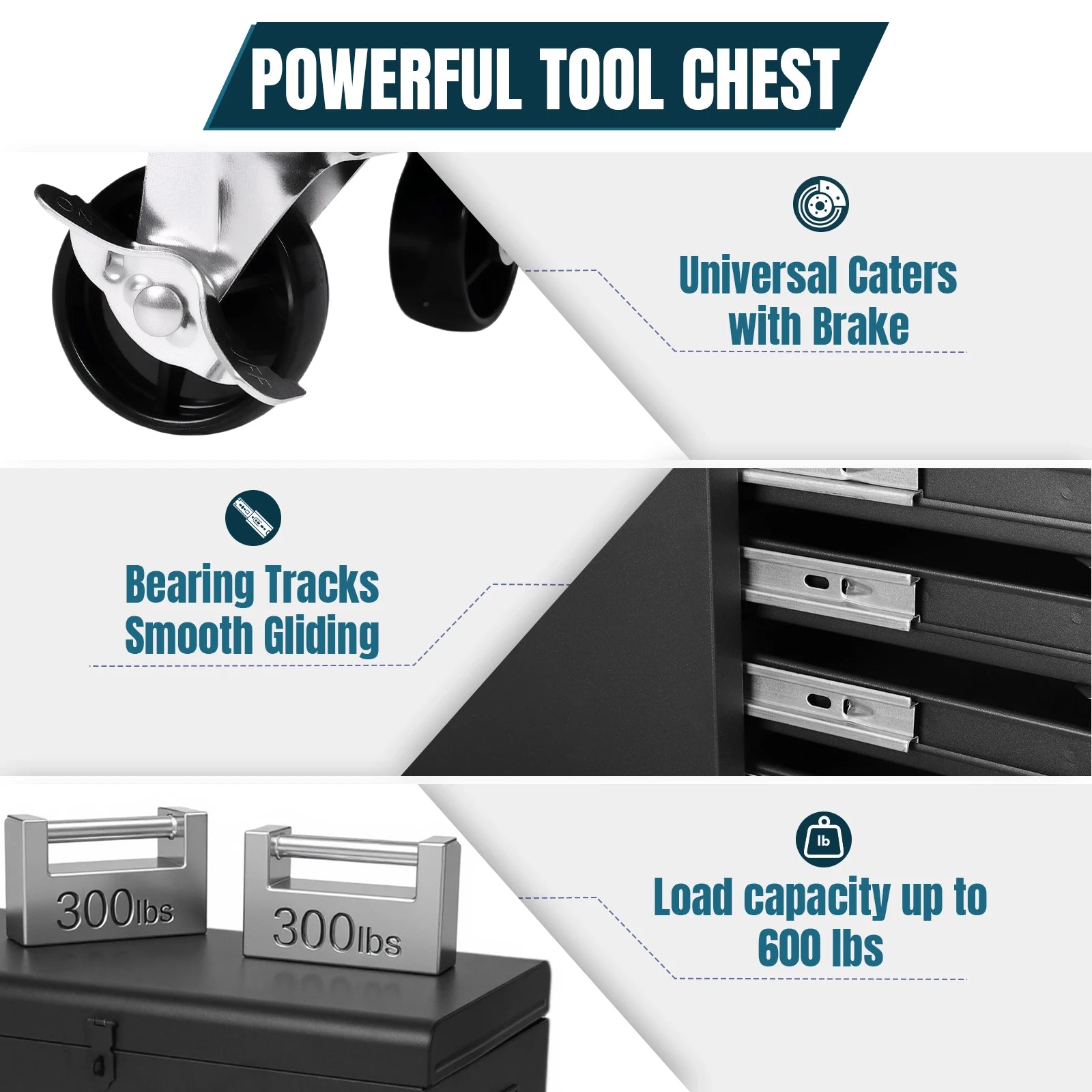 Large Detachable Toolbox with Double Door & Wheels Mechanic Tool Storage Box Large Capacity Tool Organizer Chest for Home Office from PriceLows™