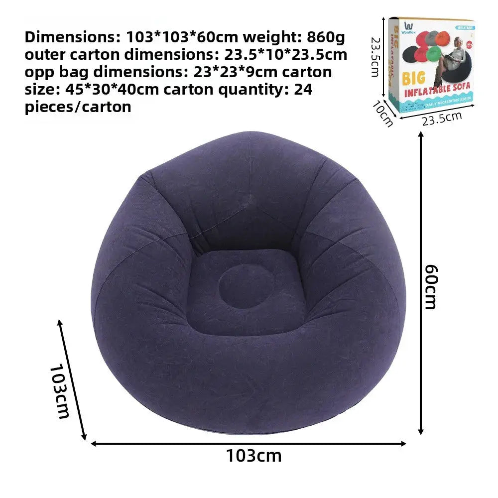 Single Flocked Inflatable Lazy Sofa, Foldable Bean Bag Ball Shaped Inflatable Chair for Indoor Outdoor Leisure Use from PriceLows™