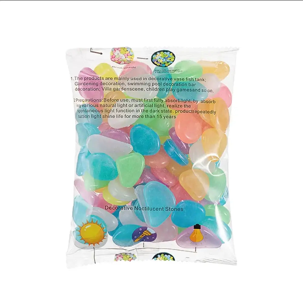 100Pcs Pebbles Glow In The Dark Pebbles Glowing Stones Fish Tank Aquarium Decor Rocks Pebbles for Garden Yard Patio DIY Stones from PriceLows™