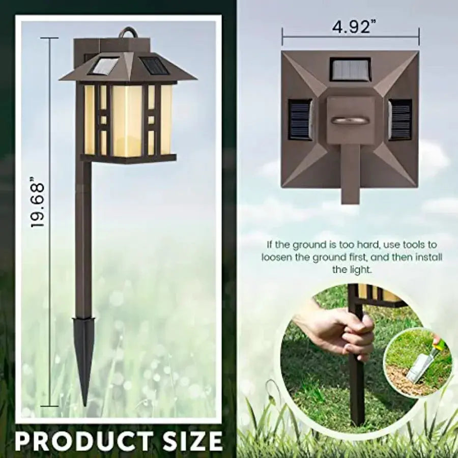 Japanese Decor Solar Lights for Outside, Pathway Lights 4 Pack - Lawn/Patio/Yard/Walkway/Driveway Decoration from PriceLows™