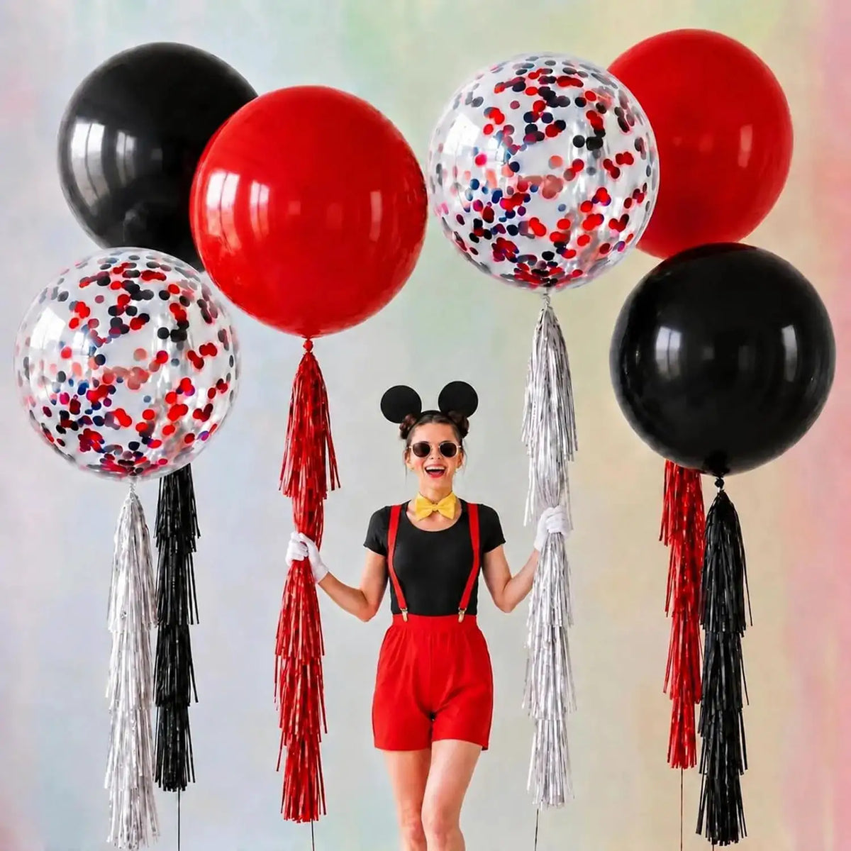 Christmas Giant Balloons | 36 Inch Latex | Tassel Tails | 6 Piece Set