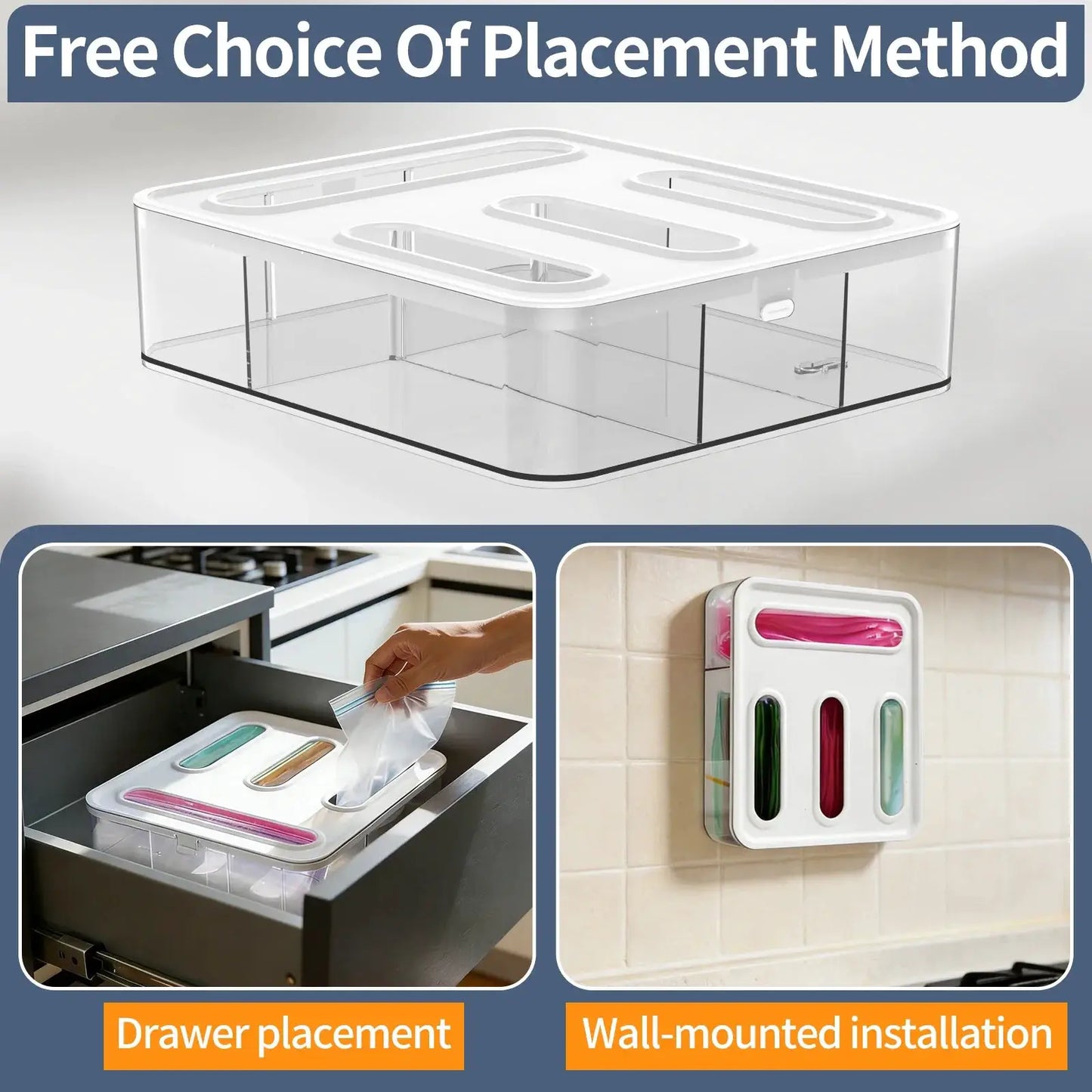 Plastic Bag Organizer | 4 Compartment Box | Dustproof Airtight | 4 In 1 Design