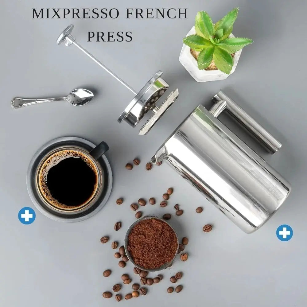 French Press Coffee Maker Stainless Steel Coffee Pot Double Wall Insulated French Press Pot Easy Clean Durable Coffee Tea Brewer from PriceLows™