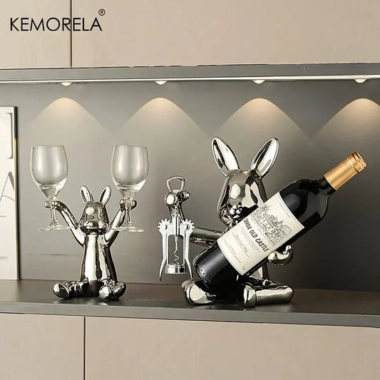 KEMORELA 1PCS Creative Rabbit Wine Rack Ornaments Ceramic Material Holiday Decoration Cup Holder Living Room Wine Rack Ornaments from PriceLows™