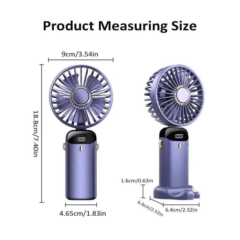 Portable Handheld Mini Fan | 5 Speed | USB Rechargeable | Phone Stand N15