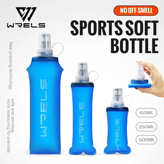 WRELS Running Water Bottle Soft Flask Folding Collapsible Water Bottle TPU BPA-Free Camping Hiking Travel Folding Water Bottle from PriceLows™