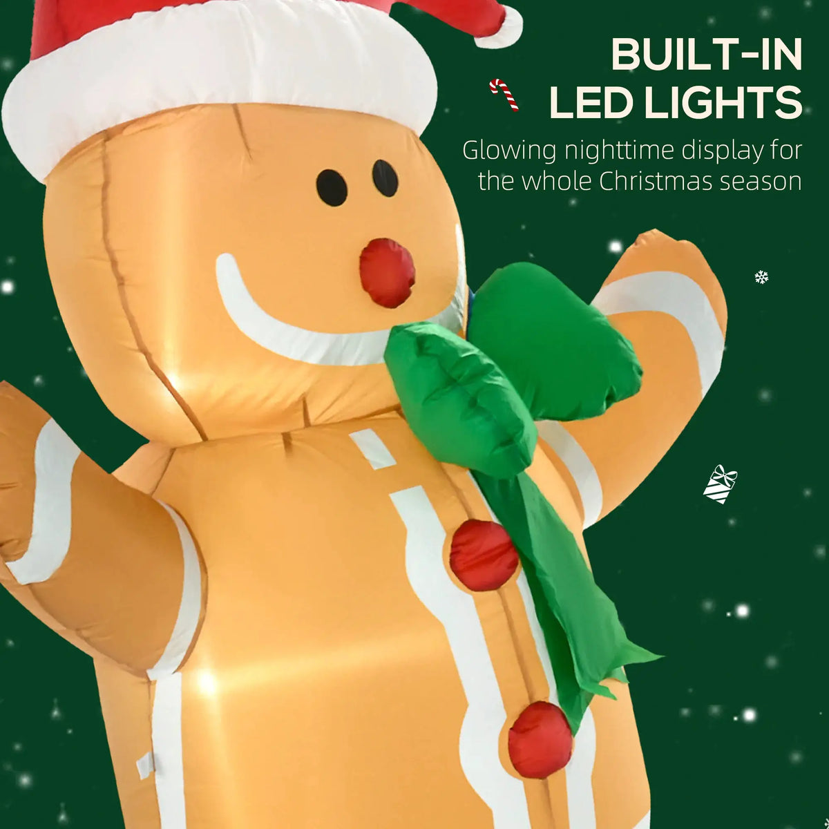 Inflatable Gingerbread Man | 6 Foot | LED Lights | Outdoor Decor
