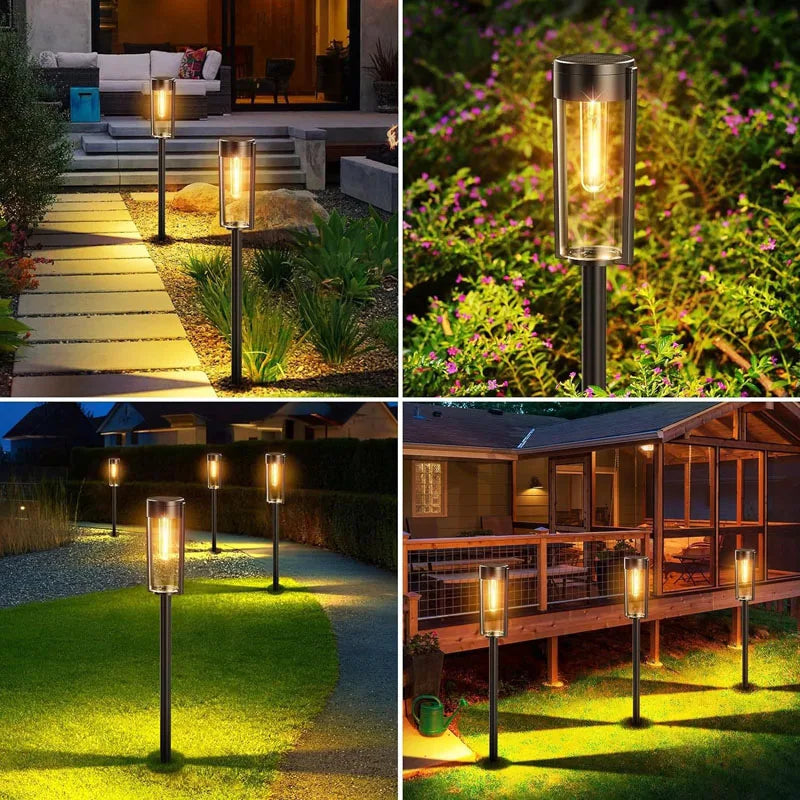 2/4/6Pcs Retro Solar Pathway Warm Lights Outdoor Waterproof Garden Incandescent Bulb for Walkway Yard Backyard Landscape Decor from PriceLows™