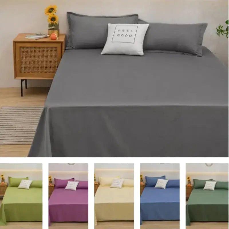 1pc Solid Color Flat Bed Sheet Soft Home Linen for Single/Double/Queen/King Beds from PriceLows™