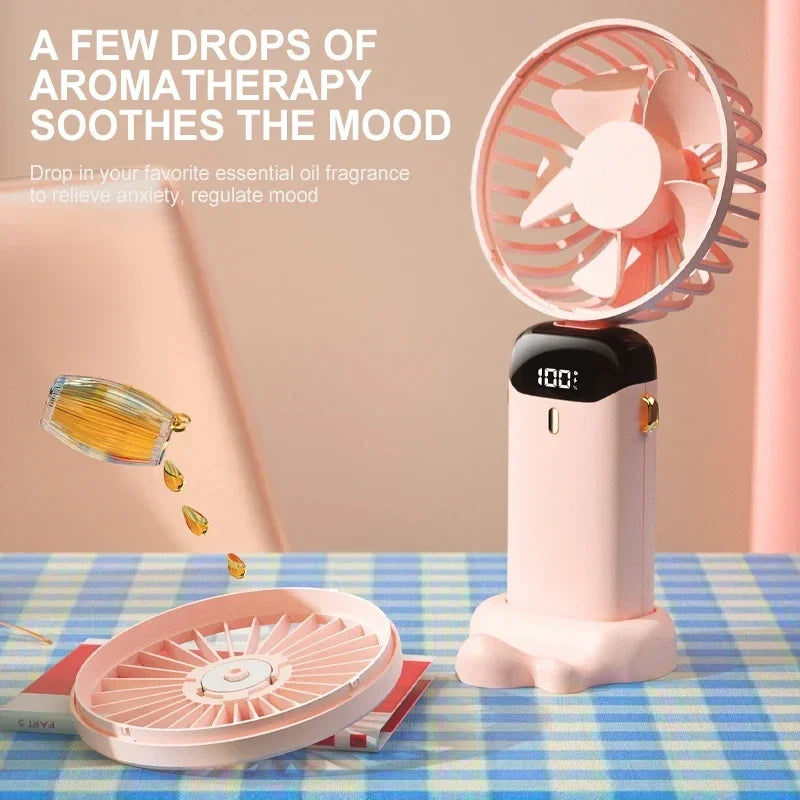 Portable Handheld Mini Fan | 5 Speed | USB Rechargeable | Phone Stand N15