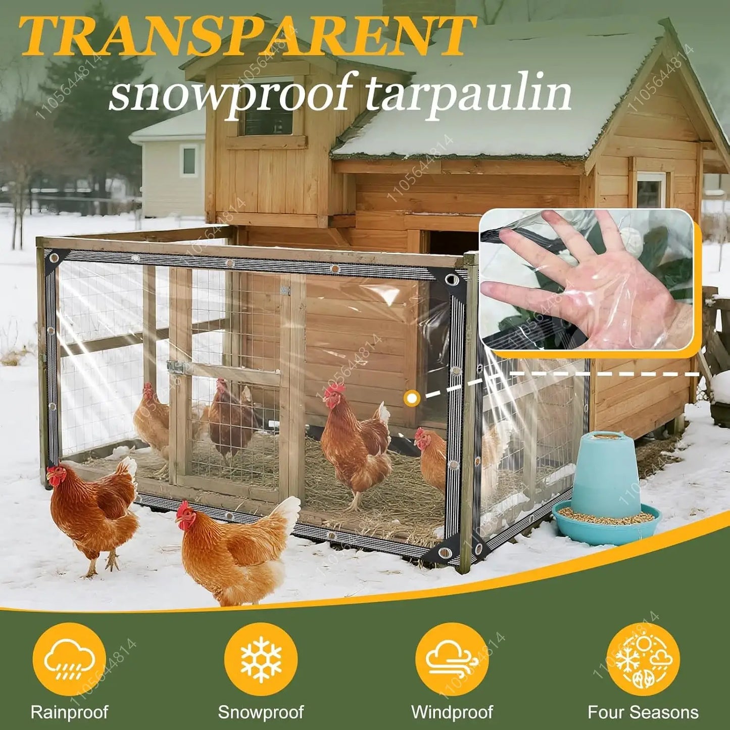 Outdoor Clear PE Windbreak Tarp | Waterproof Snow Resistant Side Screen