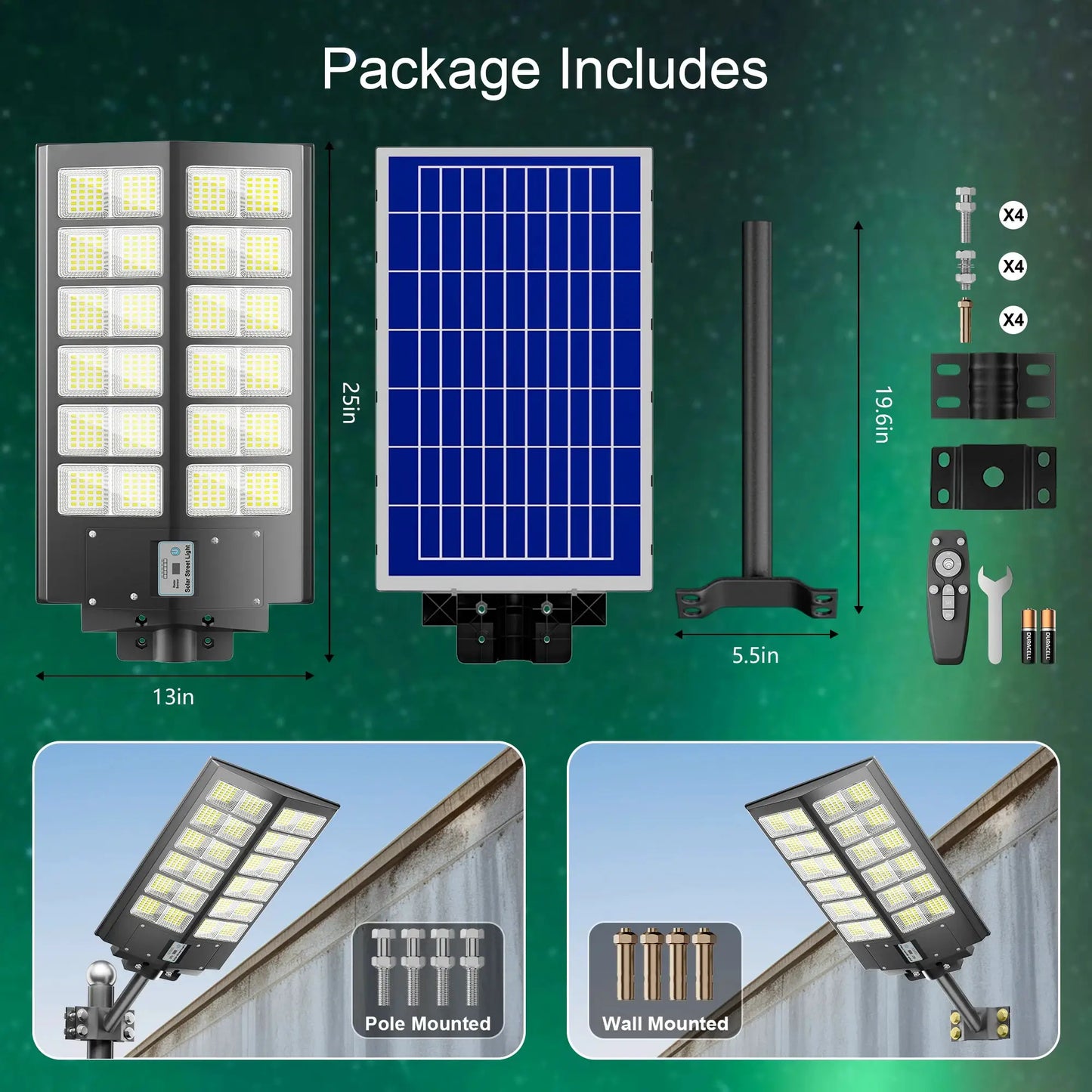 2-Pack 5000W Solar Street Lights Outdoor,Solar Flood Light Motion Sensor and Remote Control,Garden Decoration Gardening Lights from PriceLows™