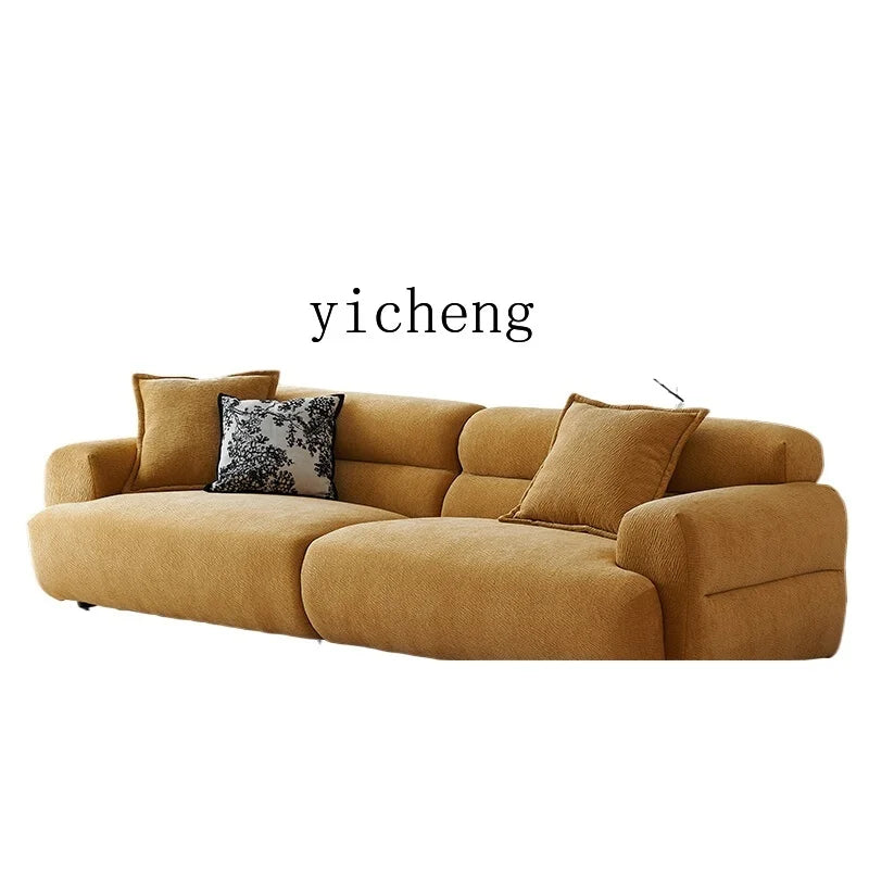 Sofa | Yellow Upholstery | Wood Frame | Large Sofa