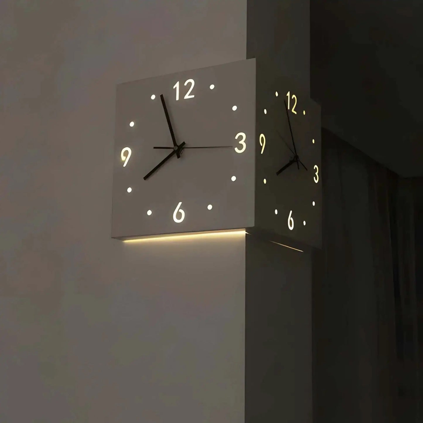 Corner Modern Wall Clock, Stylish Double-sided Luminous Wall Clock, Sensor Luminous Corner Wall Clock, Mute Wall Clock from PriceLows™