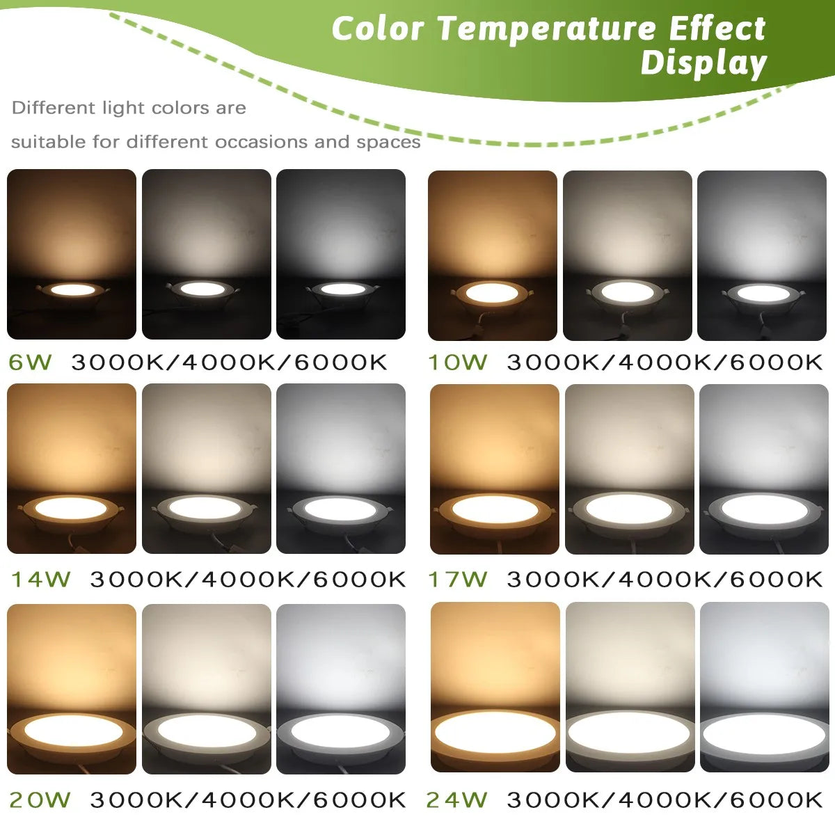 Led Downlight | Three Color Temperature | 6W-24W Power Range | 10-Pack