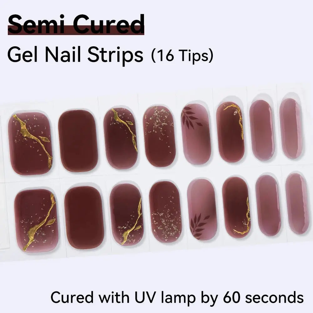 16strips Cartoon UV/LED Semi Cured Gel Nail Strips Pink Glitter Cat Eye Self-Adhesive Gel Nail Wraps Full Cover UV Nail Sticker from PriceLows™