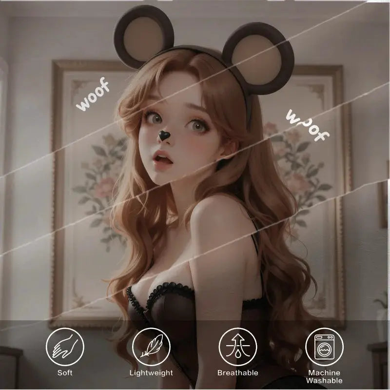 Anime Woof Woof Girl Fitted Sheet, Soft Microfiber Bed Sheet with Pillowcases, Mouse Ear Cosplay Style Mattress Cover for Teens from PriceLows™