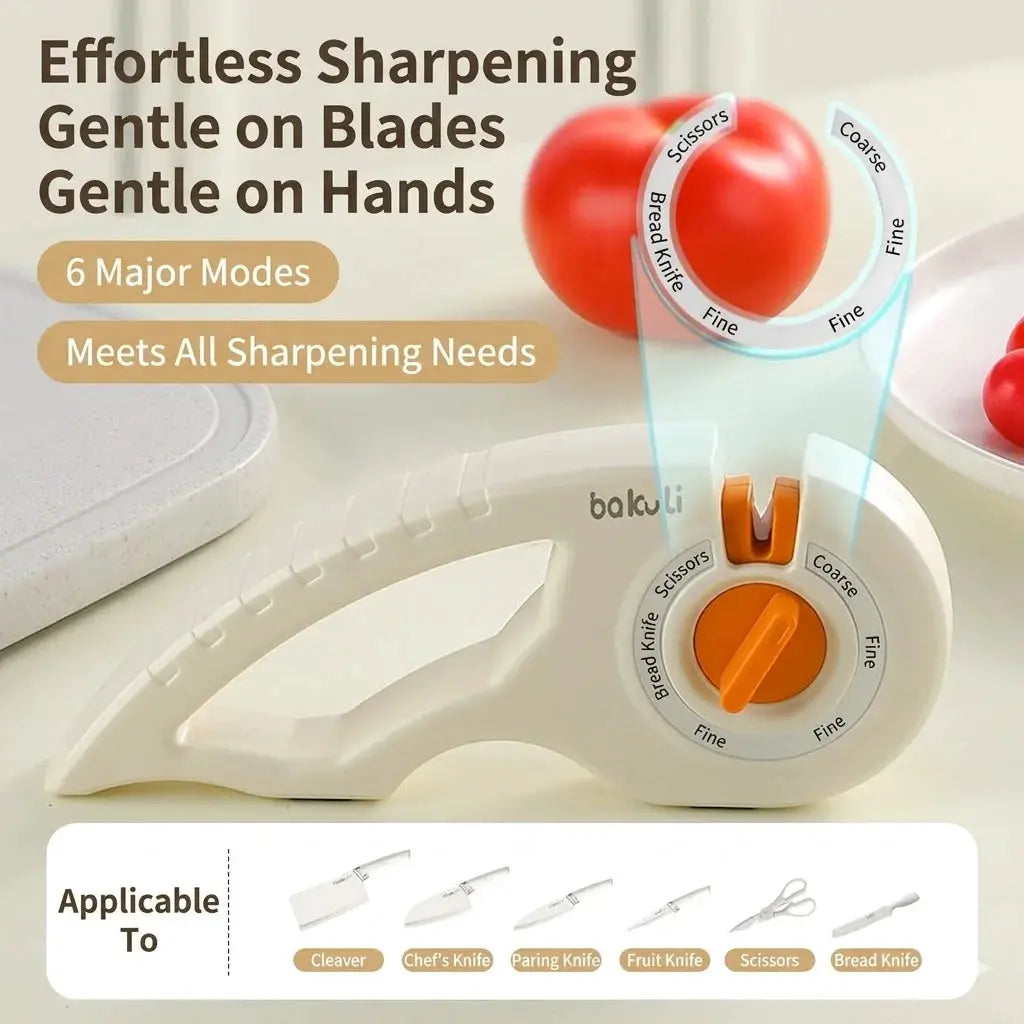 Knife Sharpener | Six In One Sharpener | Silicon Carbide | For Bread Knives