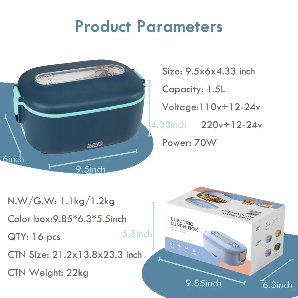 Portable Food Warmer Heated Electric Lunch Box with Stainless Steel 5-In-1 Portable Food Warmer Lunch Box for Car Home Office from PriceLows™