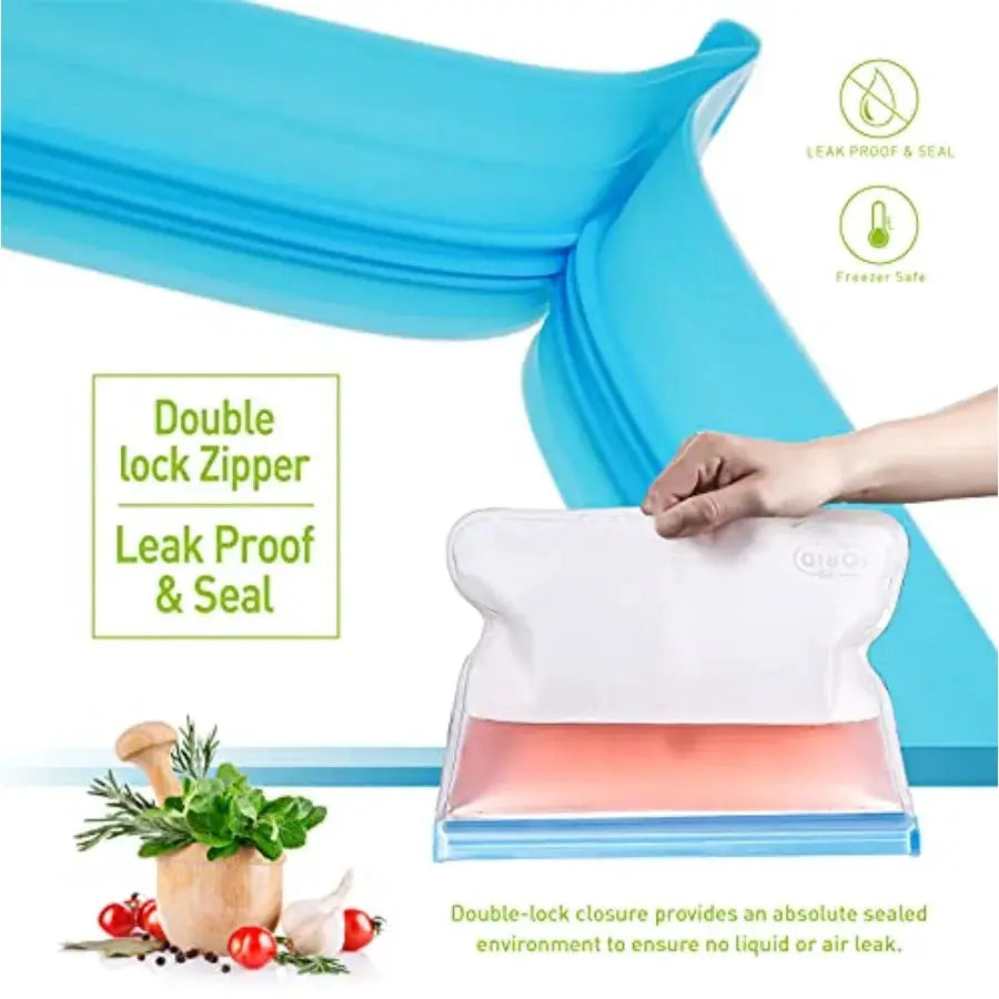 Reusable Food Storage Bags | Silicone Gallon Bags | Leakproof | 24 Pack