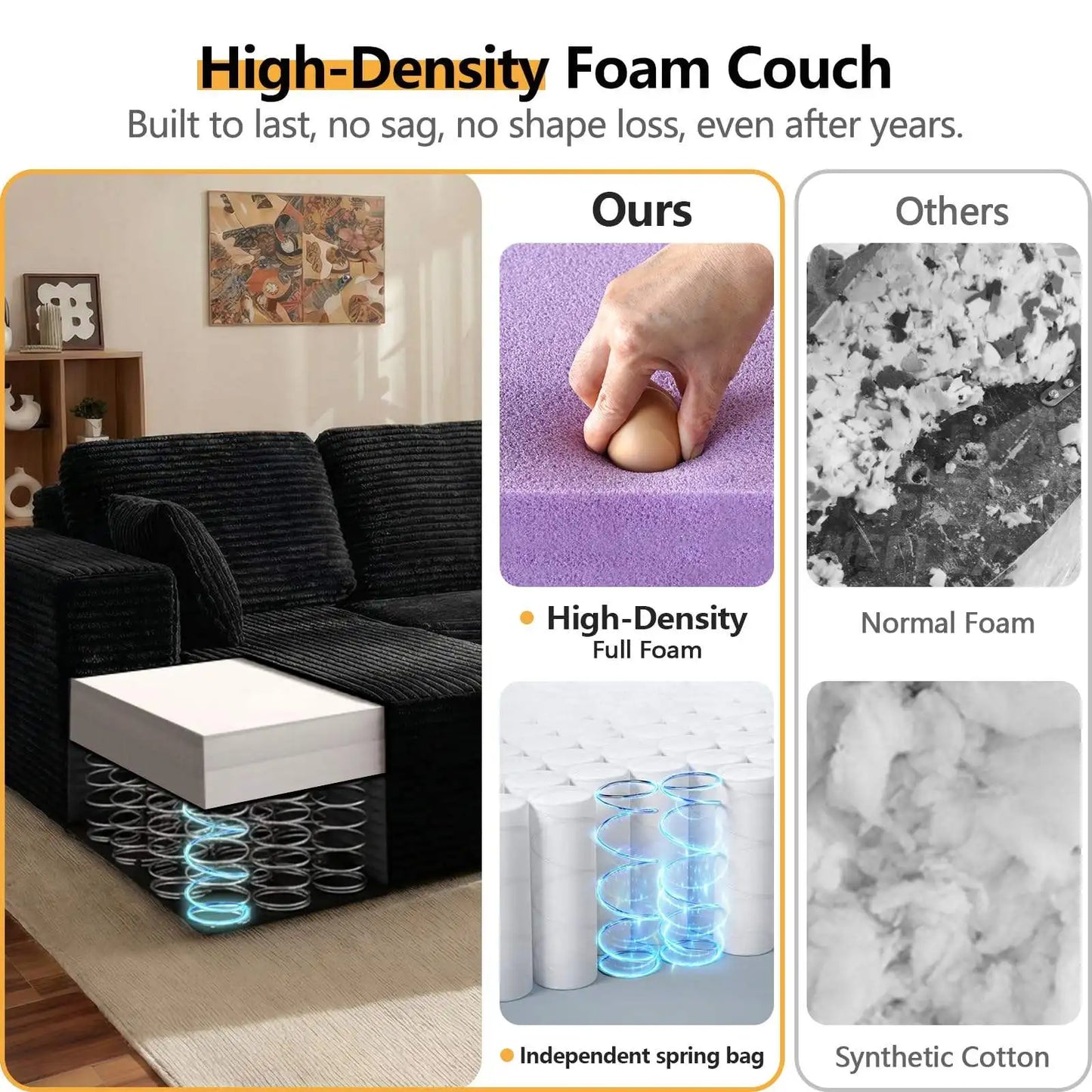 Sofa Bed | L Shaped Sectional 96 Inch | Cotton Fabric