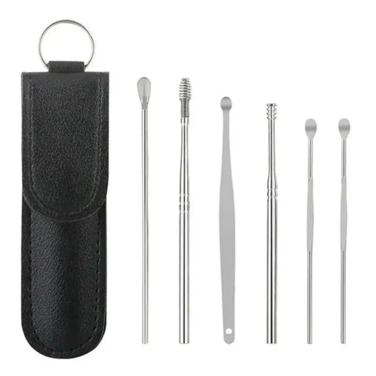 6 Counts Set Stainless Steel Spiral Ear Massage Cleaning Tool,Stainless Steel Earwax Removal Tool kit,Mini Portable Ear from PriceLows™