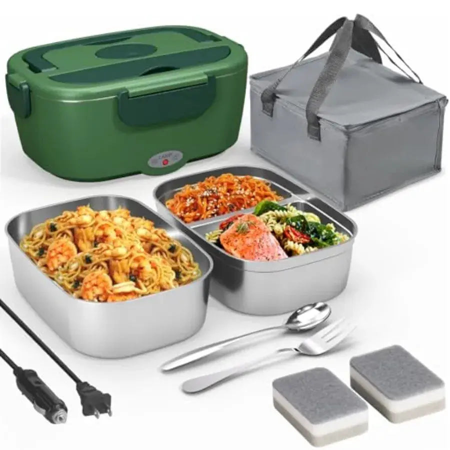 Portable Electric Heated Lunch Warmer Box for Work Stainless Steel Bento Box Adult Plug In Food Heater for Car 12V 24V 110V Sel from PriceLows™