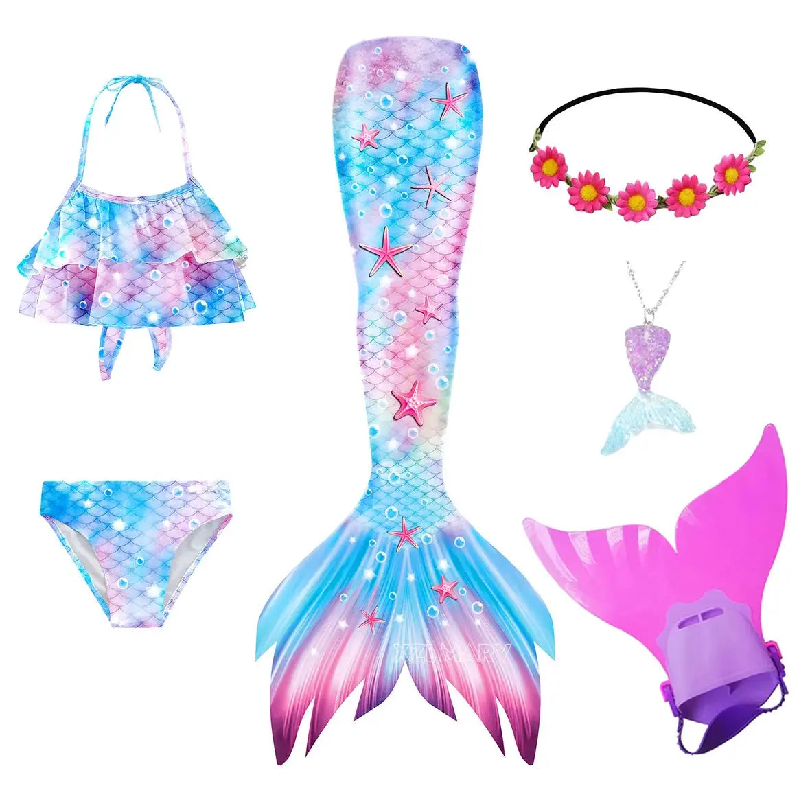 Mermaid Costume for Girl Mermaid Tail for Swimming Can Add Monofin Fin Girls Ariel Mermaid Costumes Cosplay Birthday Gift from PriceLows™