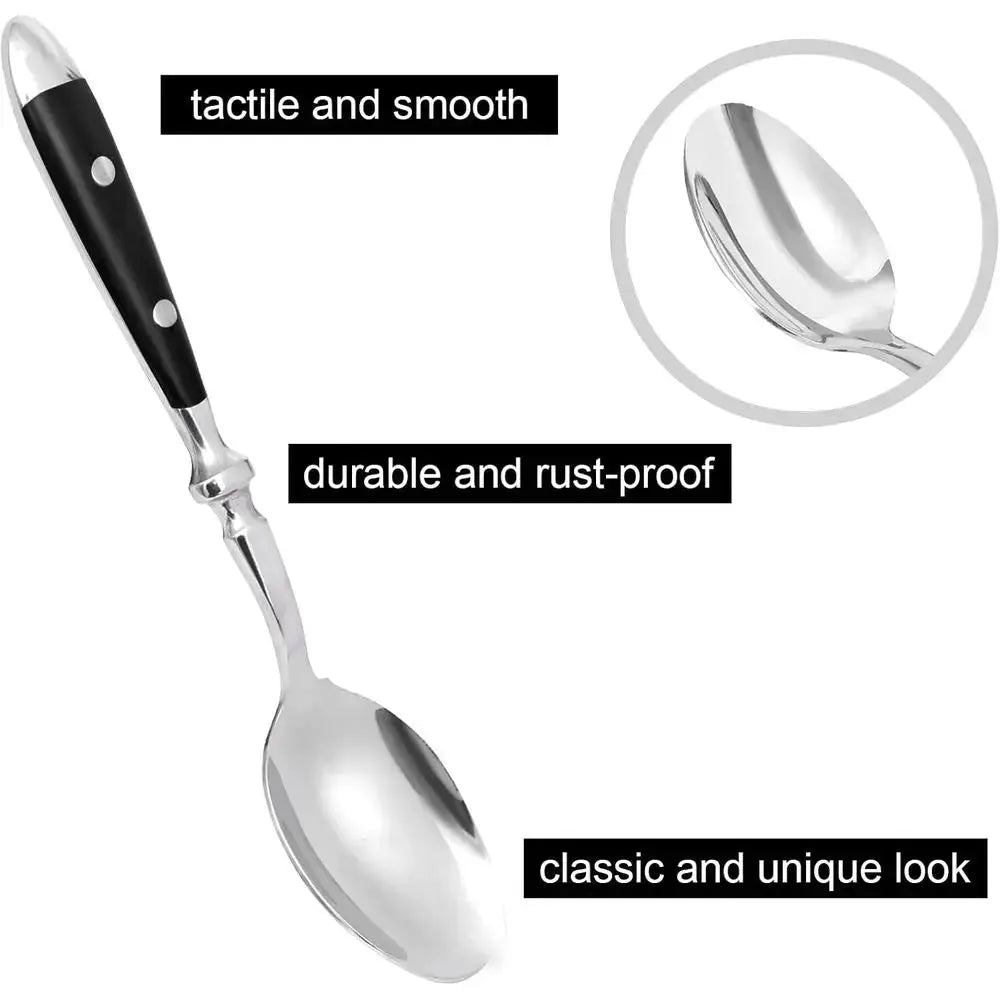 Vintage 20-Piece Stainless Steel Silverware Set with Black Bakelite Handles, Dishwasher Safe for 4-Person Service from PriceLows™
