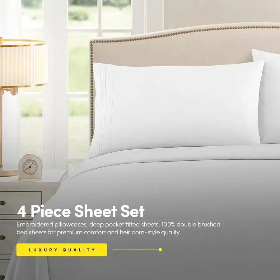 Supreme Collection Sheet Sets White Luxury Hotel Bed Sheets and Pillowcase Set for King Mattress Extra Soft, Elastic Corner Stra from PriceLows™