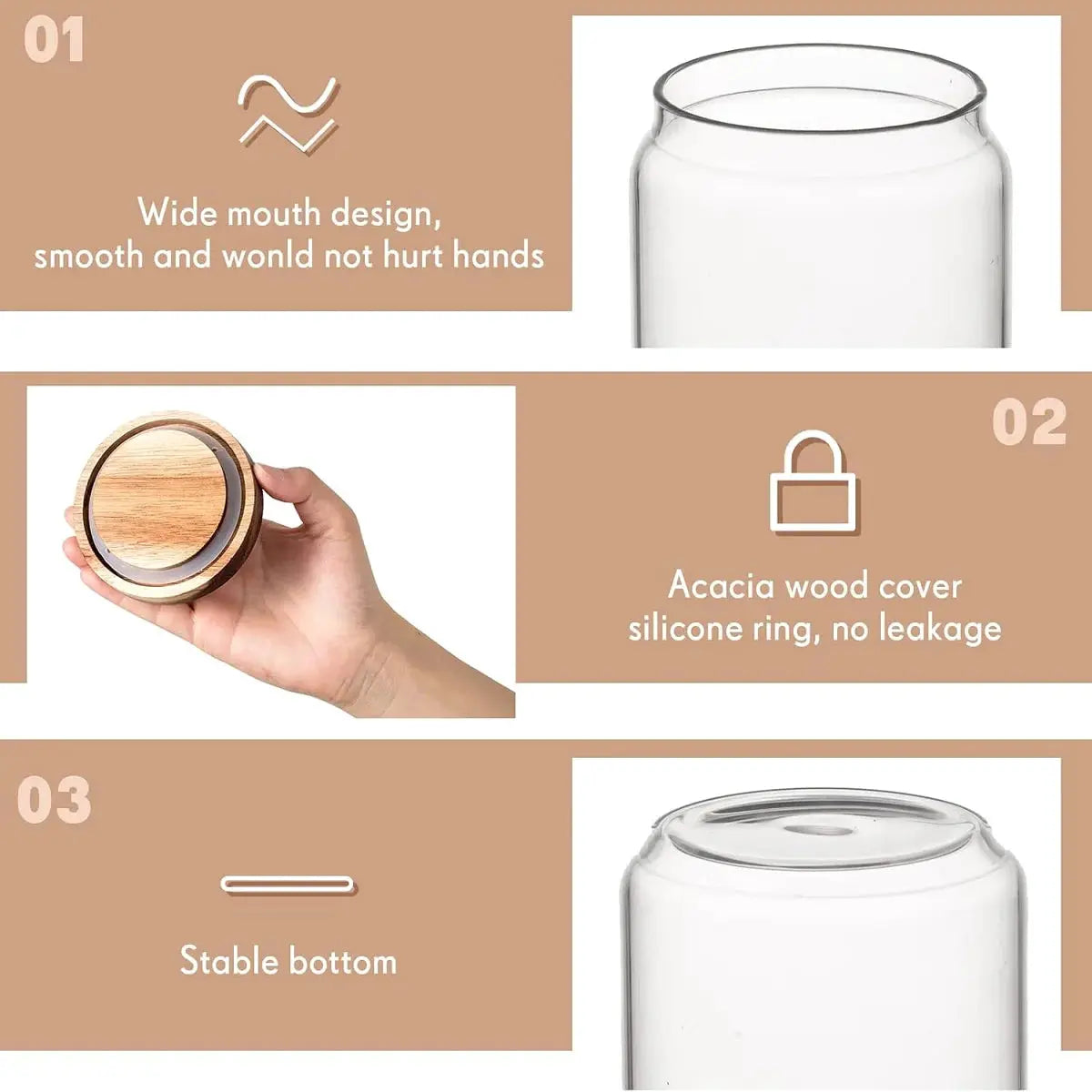 4/6/8 Pack Glass Containers Canister Set,15.2 oz Food Storage Spice Jars with Airtight Lids,Clear Kitchen Containers for Coffee from PriceLows™