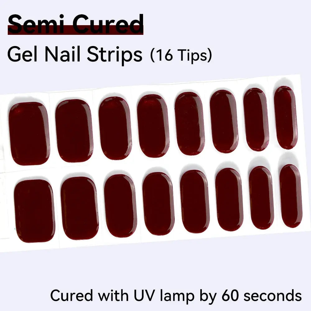 16strips Cartoon UV/LED Semi Cured Gel Nail Strips Pink Glitter Cat Eye Self-Adhesive Gel Nail Wraps Full Cover UV Nail Sticker from PriceLows™