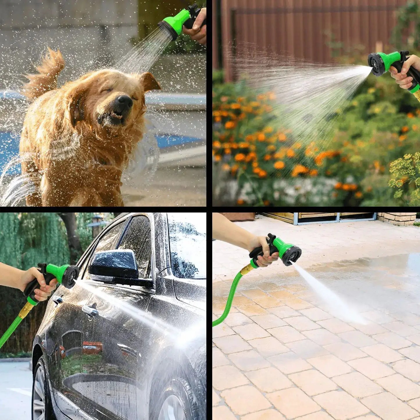 GardenJoy 50-100FT Expandable Garden Hose with Holder &10 Spray Nozzle 3/4 inch Flexible water hose Home Garden Watering Hose from PriceLows™