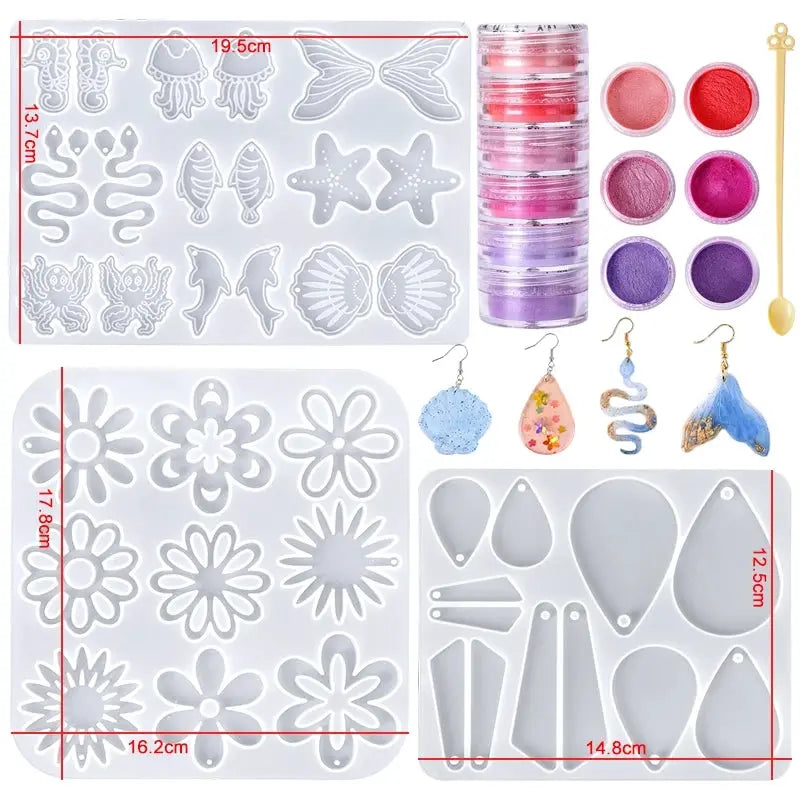 Resin Jewelry Making Kit | Dried Flowers Foil Earring Necklaces