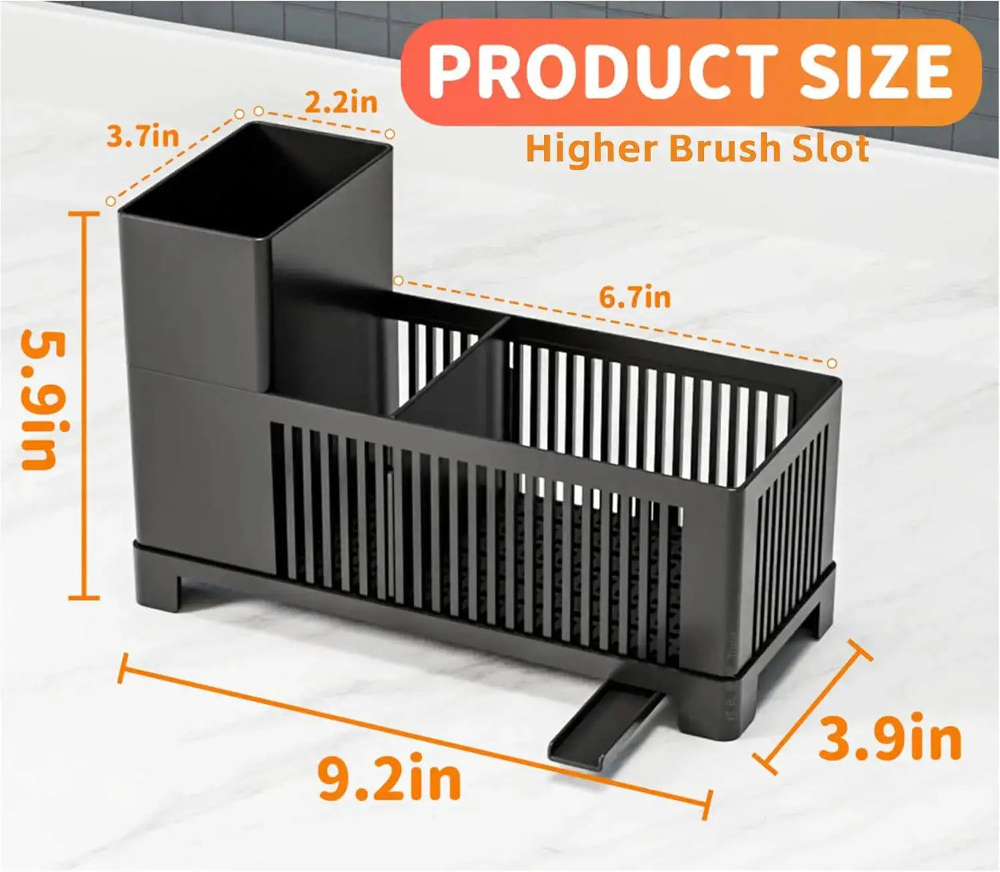 Multifunctional Kitchen Sink Organizer Caddy - Sponge Holder, Scrub Brush Rack, Soap Dispenser, Black Plastic, Rustproof for Countertop from PriceLows™