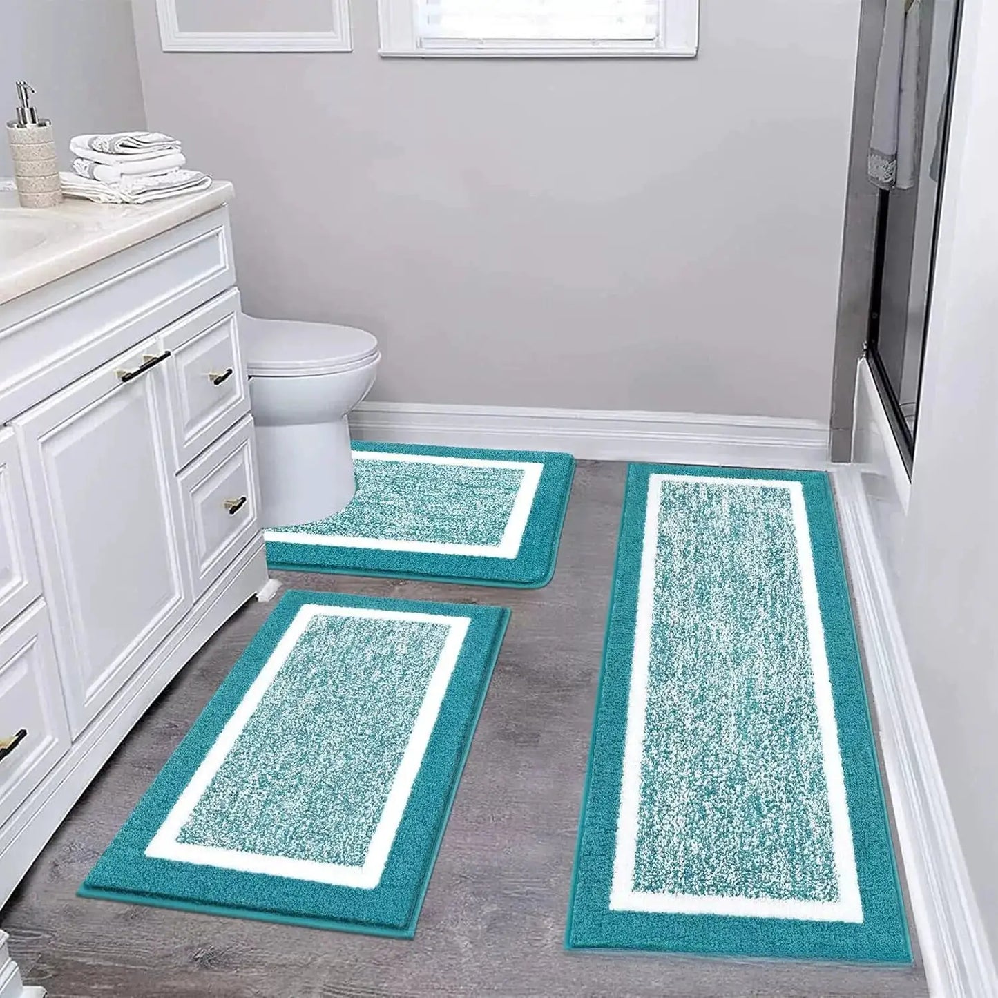 Washable Microfiber Bathroom Rugs Set 3pcs/set Non Slip Absorbent Bath Mats for Bathroom Floor / Shower Mat/ Bathroom Rug/욕실 카펫 from PriceLows™