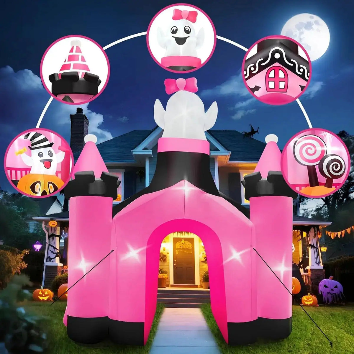 Halloween Inflatable Ghost Archway | 11 Ft | Built In Leds | Outdoor Decor