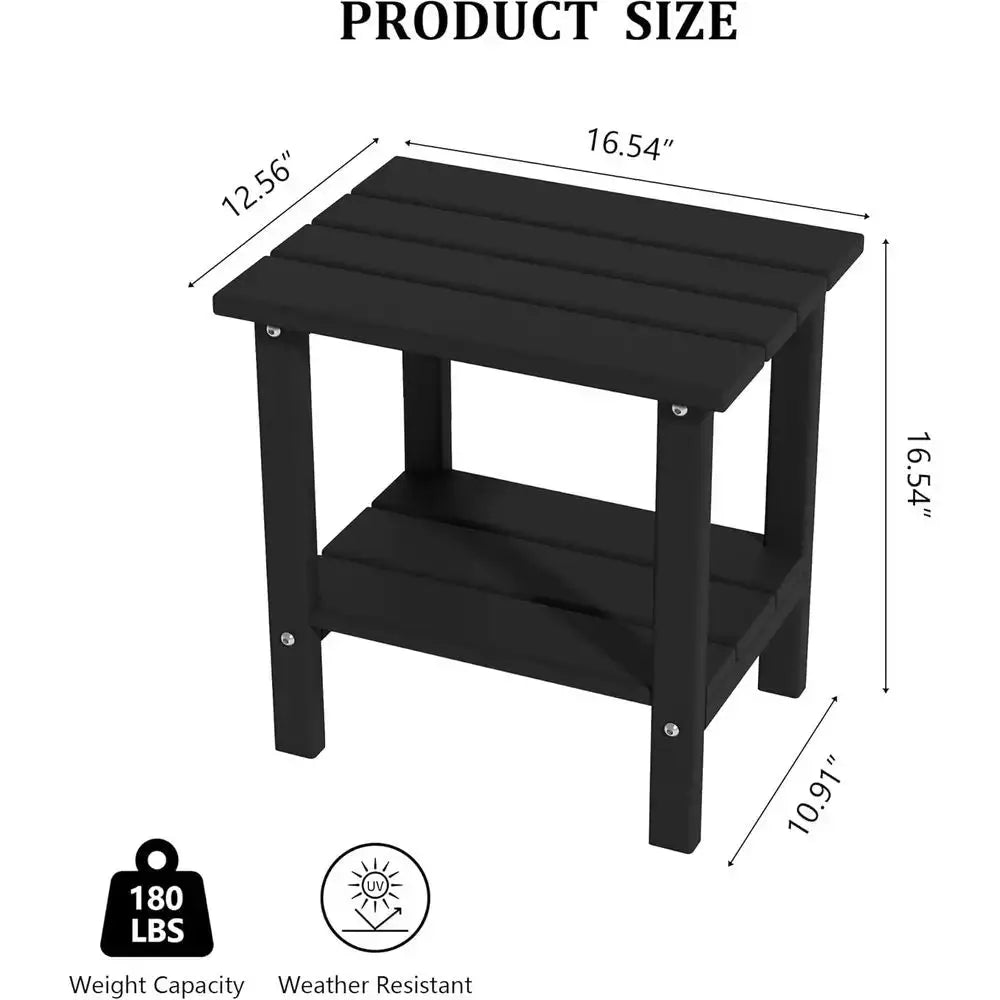 Weatherproof HDPE Small Patio Side Table for Outdoor Spaces: Ideal for Balcony, Deck, Poolside in Black from PriceLows™