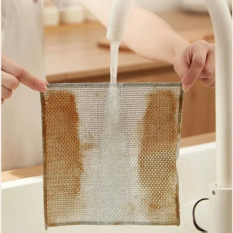 Steel Wire Cleaning Cloth | Double-Sided | Non-Scratch | 10 Pack