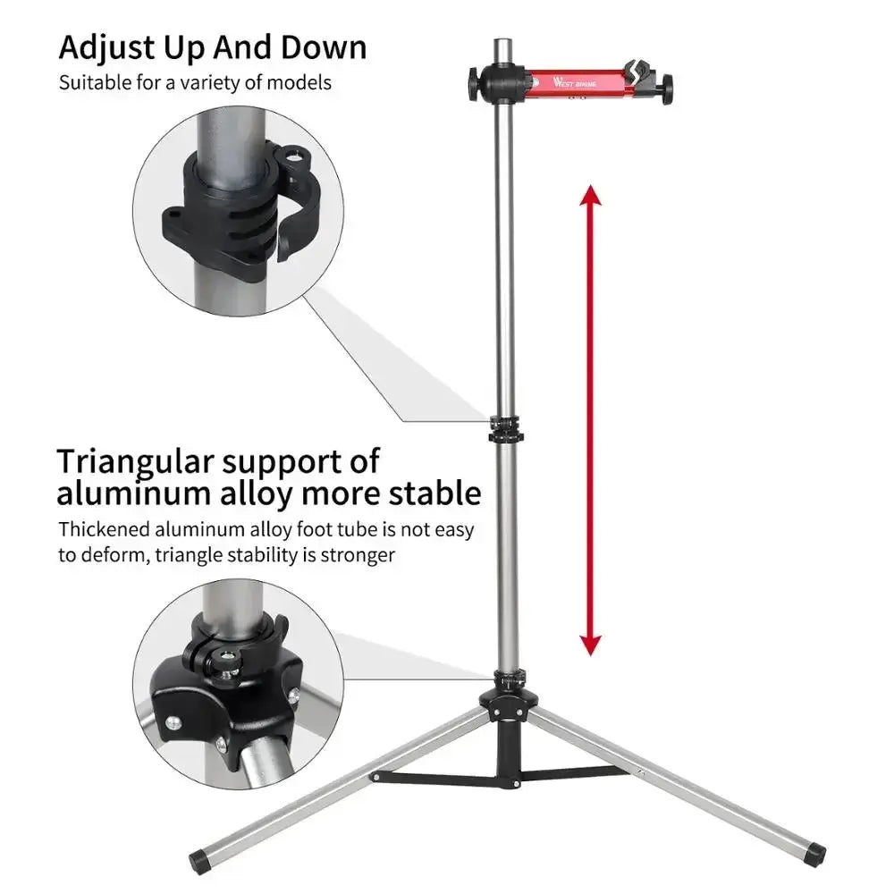WEST BIKING Bike Repair Stand Adjustable Foldable Aluminum Alloy MTB Road Bicycle Maintenance Holder Stable Bike Rack With Tray from PriceLows™