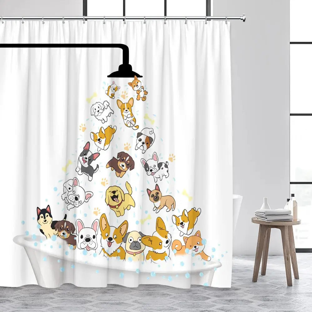 Shower Curtain Cute Cartoon Ocean Animal Print Waterproof Polyester Bath Curtain, Kids Positive Affirmation Dog Bathroom Decor w from PriceLows™