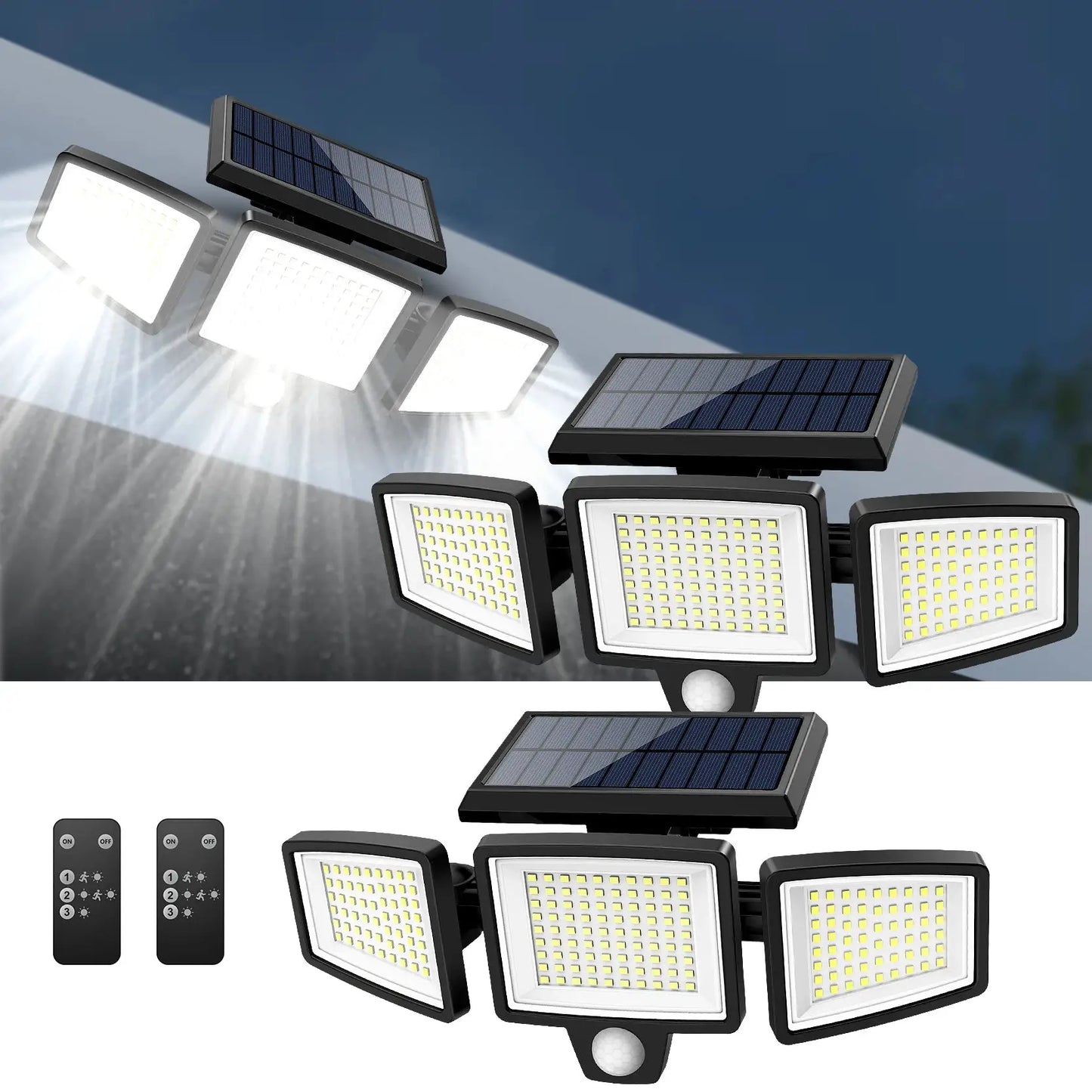 Outdoor Waterproof Solar Light with Motion Sensor 3-Head 200+ LEDs Security Light for Porches Garages Yard Entrances from PriceLows™