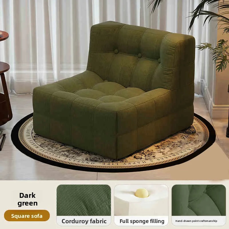Retro Block Lazy Sofa | Corduroy Fabric | Sponge Filling | Single